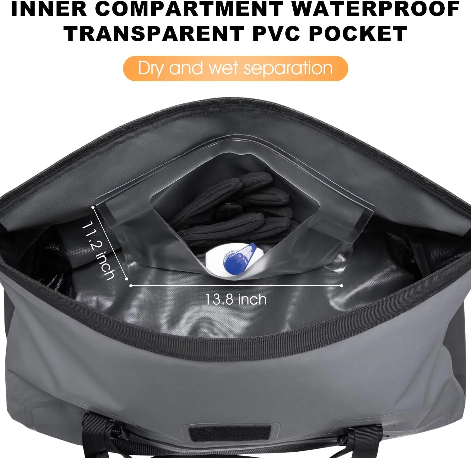 Motorcycle Dry Bag, Waterproof Duffel Bag & Roll-top Dry Duffel Bag, Motorcycle Travel Luggage Bag with Air Valve & Quick-fixed Straps For Rafting, Boating,Kayaking, Travel, Grey, 30L