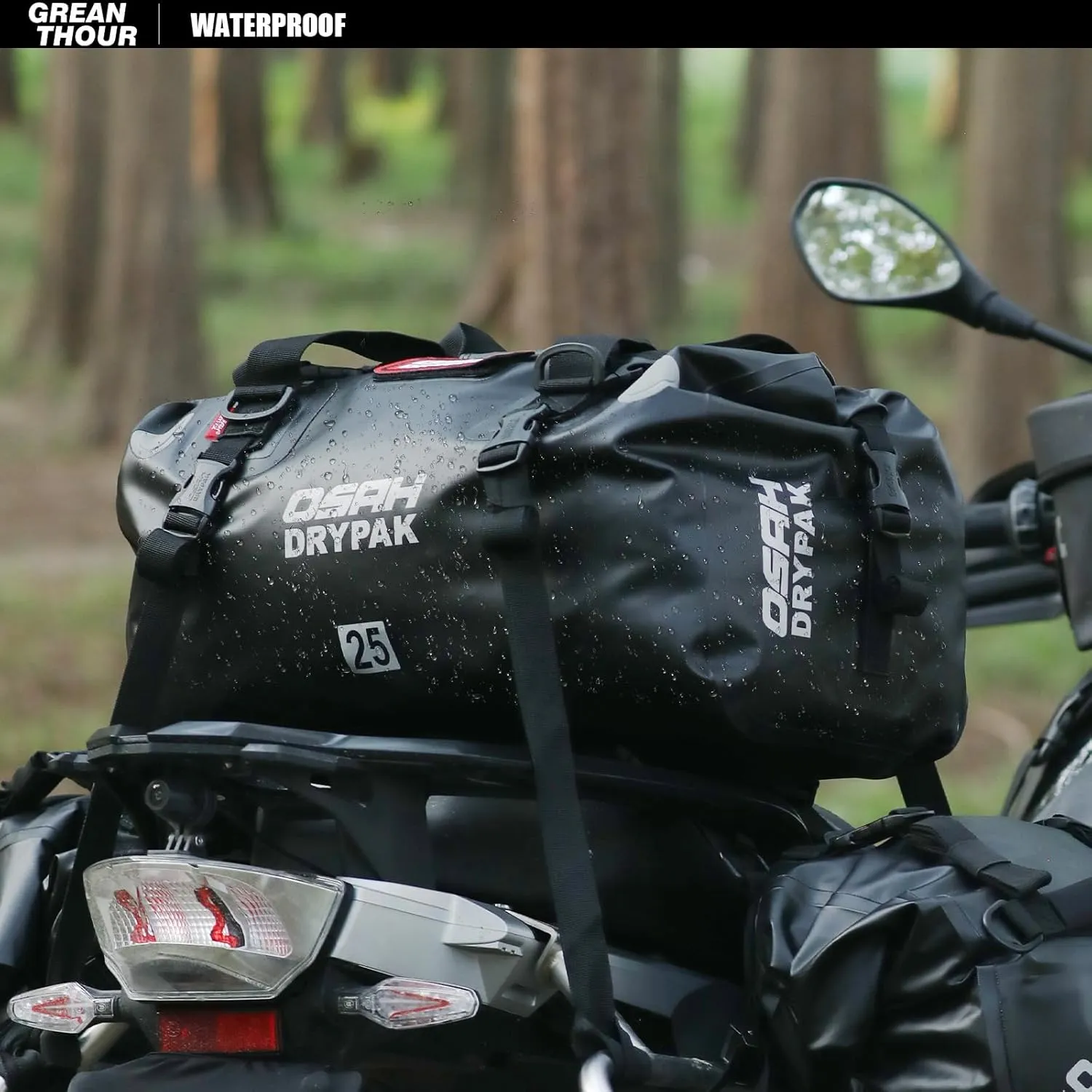 Motorcycle Dry Bag - Waterproof Motorcycle Duffle & Luggage Tail Bag Saddle Bags with Roll Top Closure, Large Storage Space，for Motorcycle Back Seat(Sky, 60L)