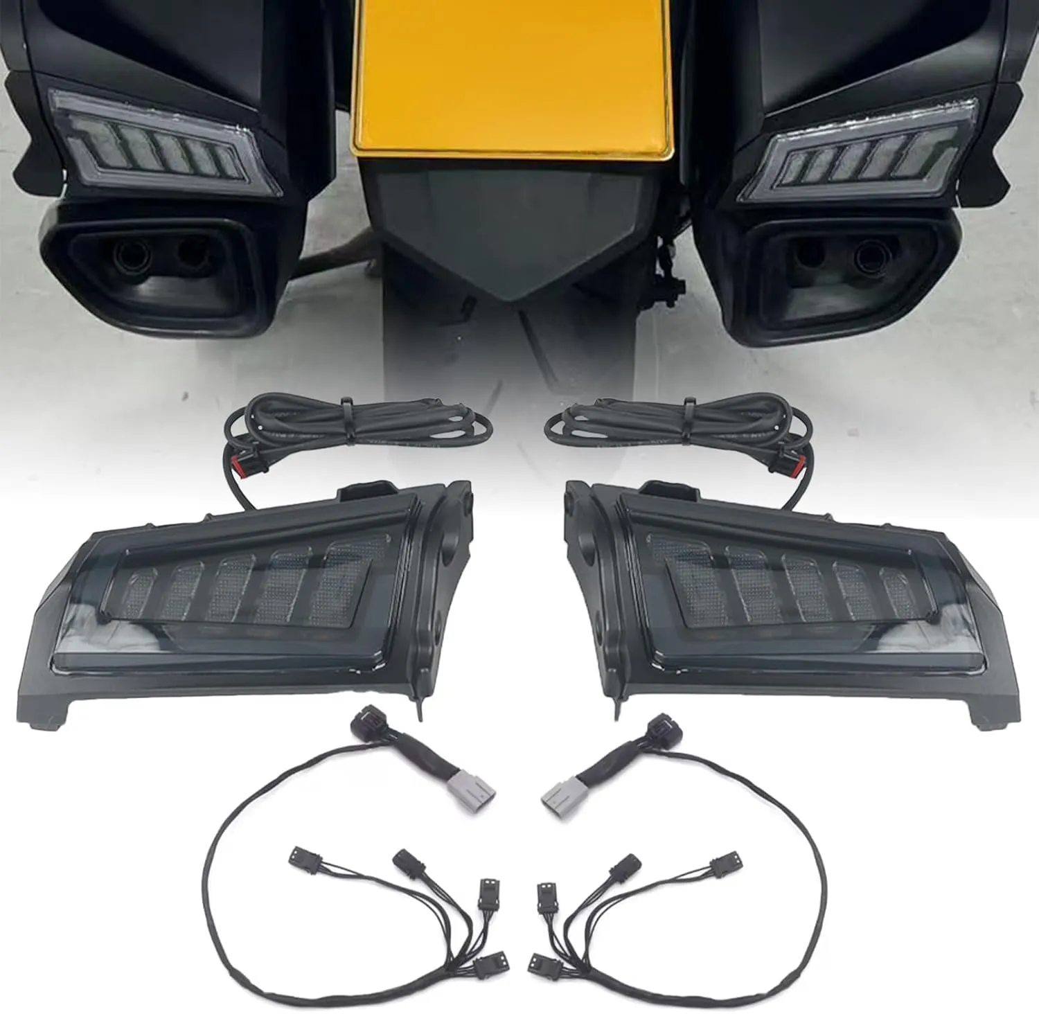 Motorcycle Rear Saddlebag Saddle Bag Turn Signal LED Lights for Honda Goldwing 2018-2023/ Honda Goldwing Tour 2018-2023 Motorbike IP65 Waterproof Running Lighting Dynamic Brake Lamps (Black)