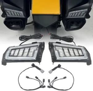 Motorcycle Rear Saddlebag Saddle Bag Turn Signal LED Lights for Honda Goldwing 2018-2023/ Honda Goldwing Tour 2018-2023 Motorbike IP65 Waterproof Running Lighting Dynamic Brake Lamps (White)