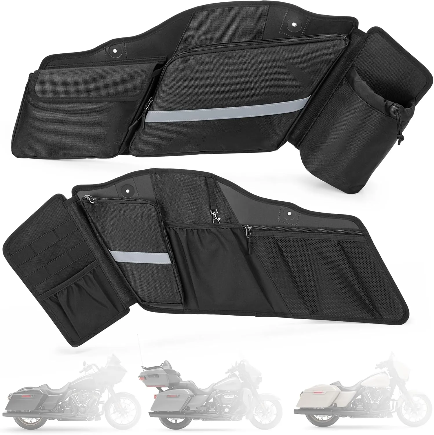 Motorcycle Saddlebag Organizer, Saddlebag Liners Side Bag Compatible with Touring Models 2014-2025 Street Glide Road Glide Road King Electra Glide, Saddlebag Tool Storage Organizer, 2 Packs
