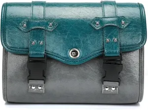 Motorcycle Saddlebag PU Waterproof Side Hanging Bag for Yam&aha SR400 MT-07 Luggage Trunk Saddle Bags(Verde)