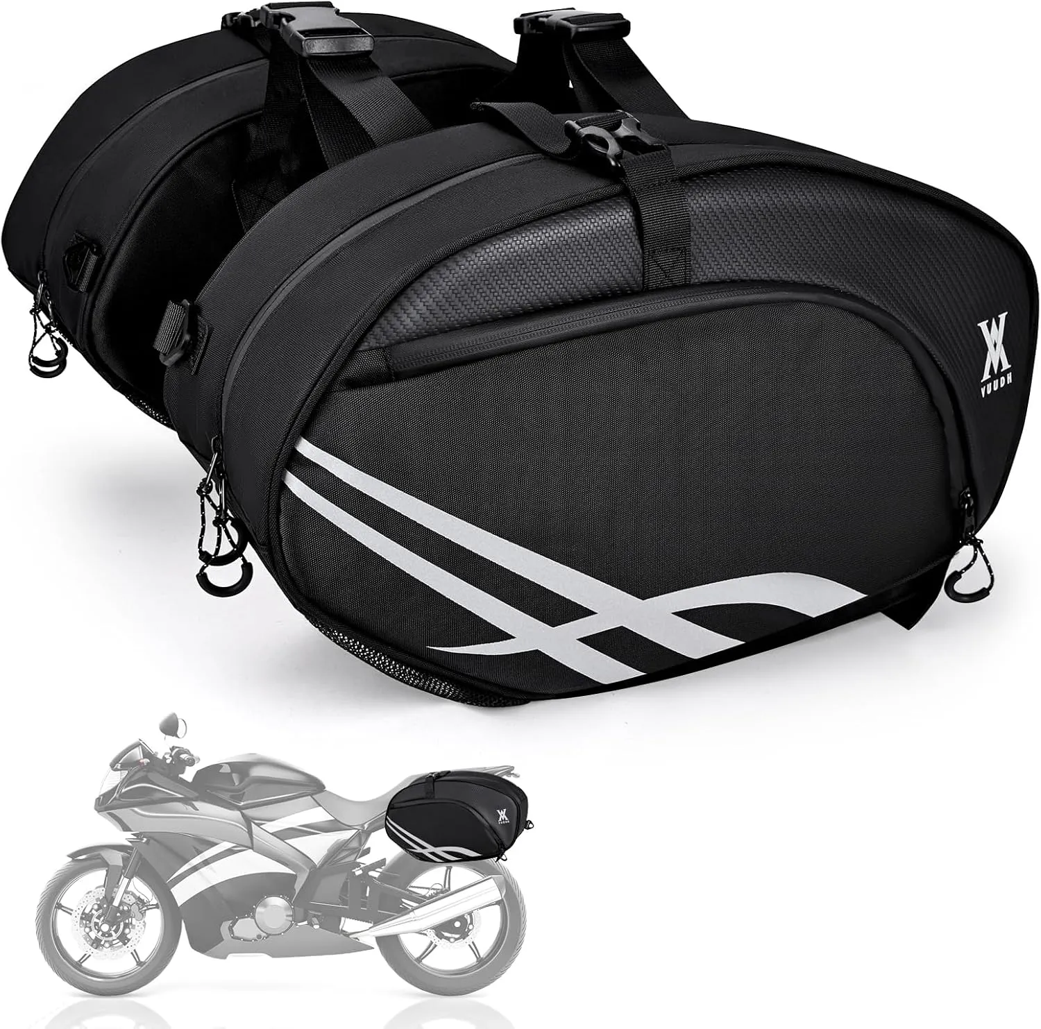 Motorcycle Saddlebags 38L Waterproof Panniers for Motorcycle, Saddle Bags for Electric Bikes, Ideal for motorcycle riding, Travel, and Commuting - Black
