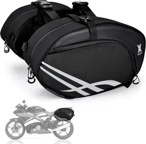 Motorcycle Saddlebags 38L Waterproof Panniers for Motorcycle, Saddle Bags for Electric Bikes, Ideal for motorcycle riding, Travel, and Commuting - Black