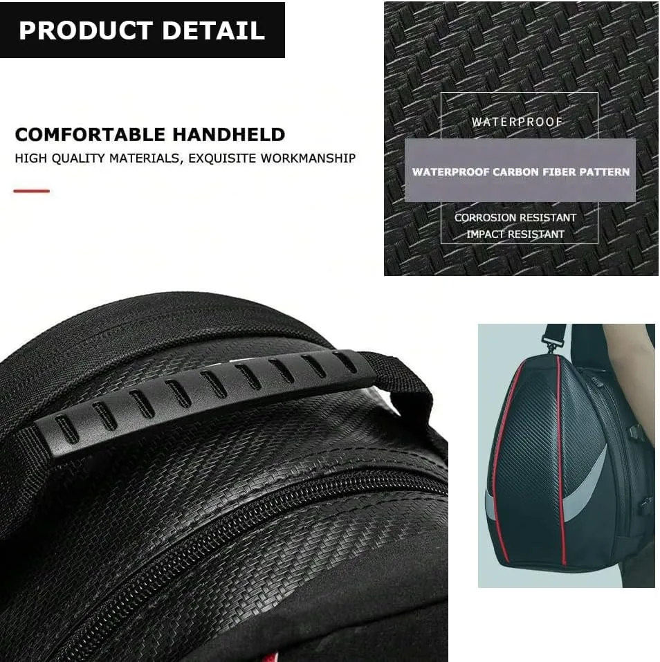 Motorcycle Tail Bag for Triumph Bonneville T100 / T120, Large Capacity Water-Resistant Wear-Resistant Motorcycle Helmet Bag, Expandable Rear Seat Storage Luggage Backpack,A Red Black