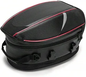 Motorcycle Tail Bag for Triumph Bonneville T100 / T120, Large Capacity Water-Resistant Wear-Resistant Motorcycle Helmet Bag, Expandable Rear Seat Storage Luggage Backpack,A Red Black