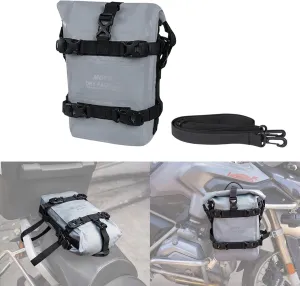 Motorcycle Tail Bag Front Bumper Bag, 8L Roll-top Waterproof Motor Saddle Panniers Luggage Bags for Bike Motorcy-Grey