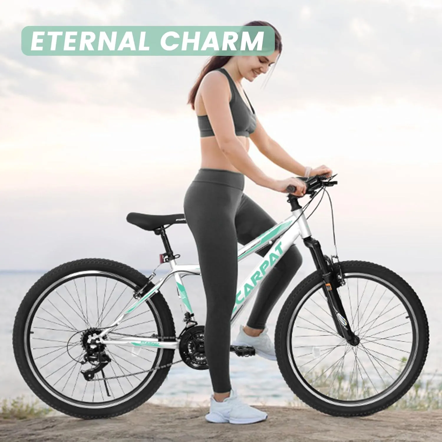 Mountain Bike 24 26 27.5 Inch Dual/Front Suspension Mens Womens Mountain Bike, 21 Speeds Dual Disc Brake, Carbon Steel Mountain Bike, Trail Beach Snow Commuter City Bikes, Birthday Gift Choice