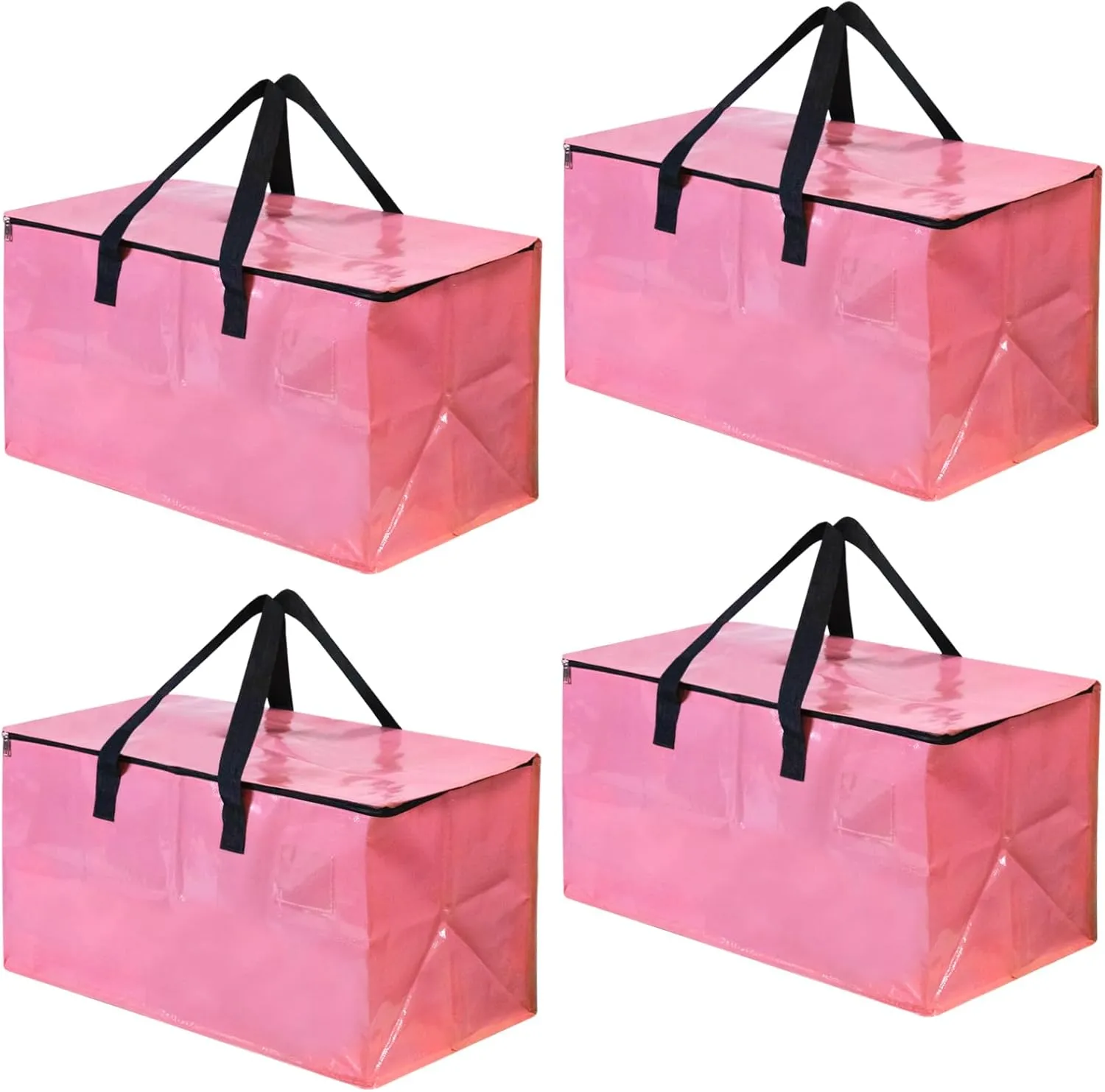 Moving Bags, 4 Packs Storage Bags Moving Supplies, Extra Large Packing Bags for Moving, Dorm Room Essentials for Girls Womens. (Pink)