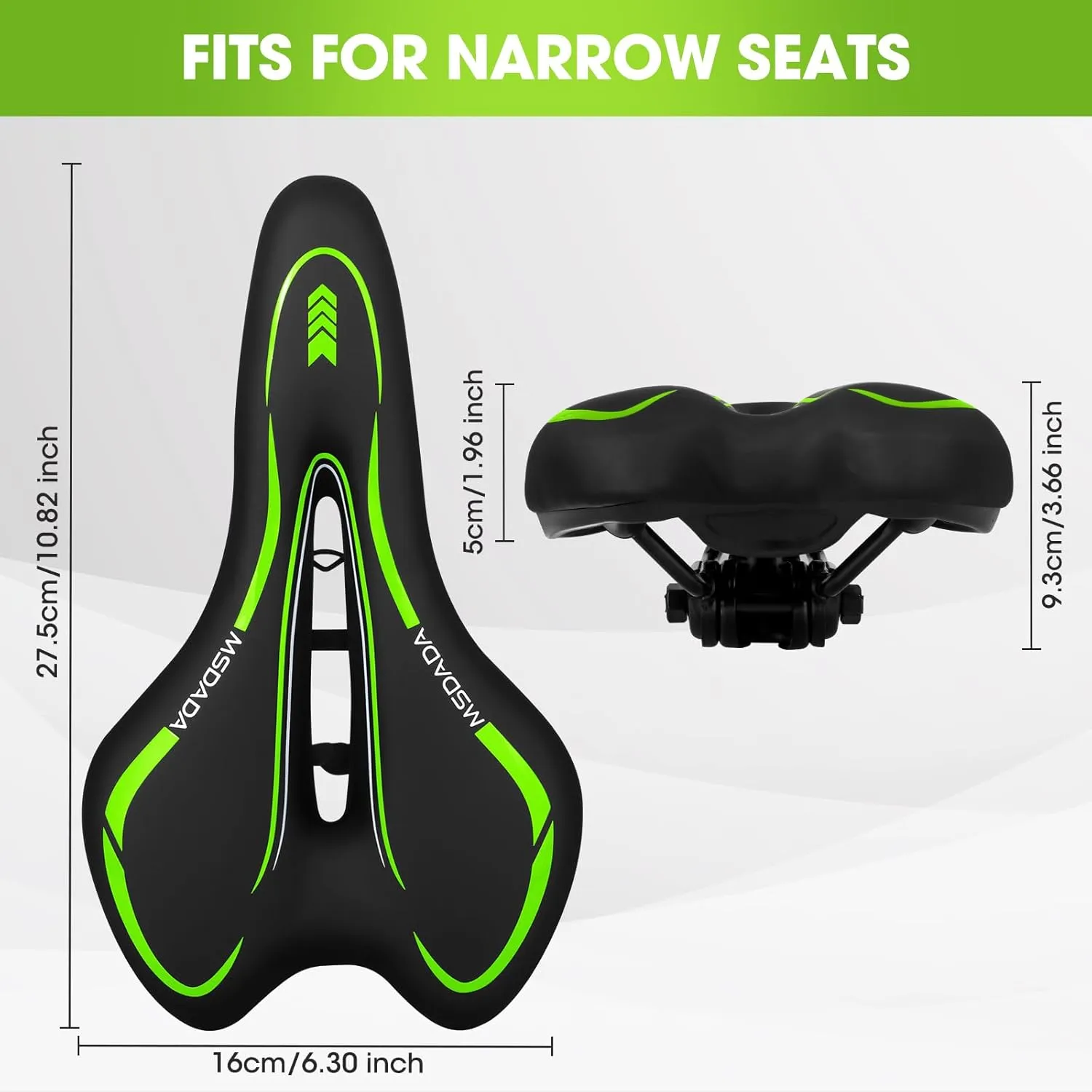 MSDADA Gel Bike Seat - Comfortable Bicycle Saddle with Extra Soft Cushion Padded for Men & Women - Waterproof Mountain, Road & City Bike Saddle