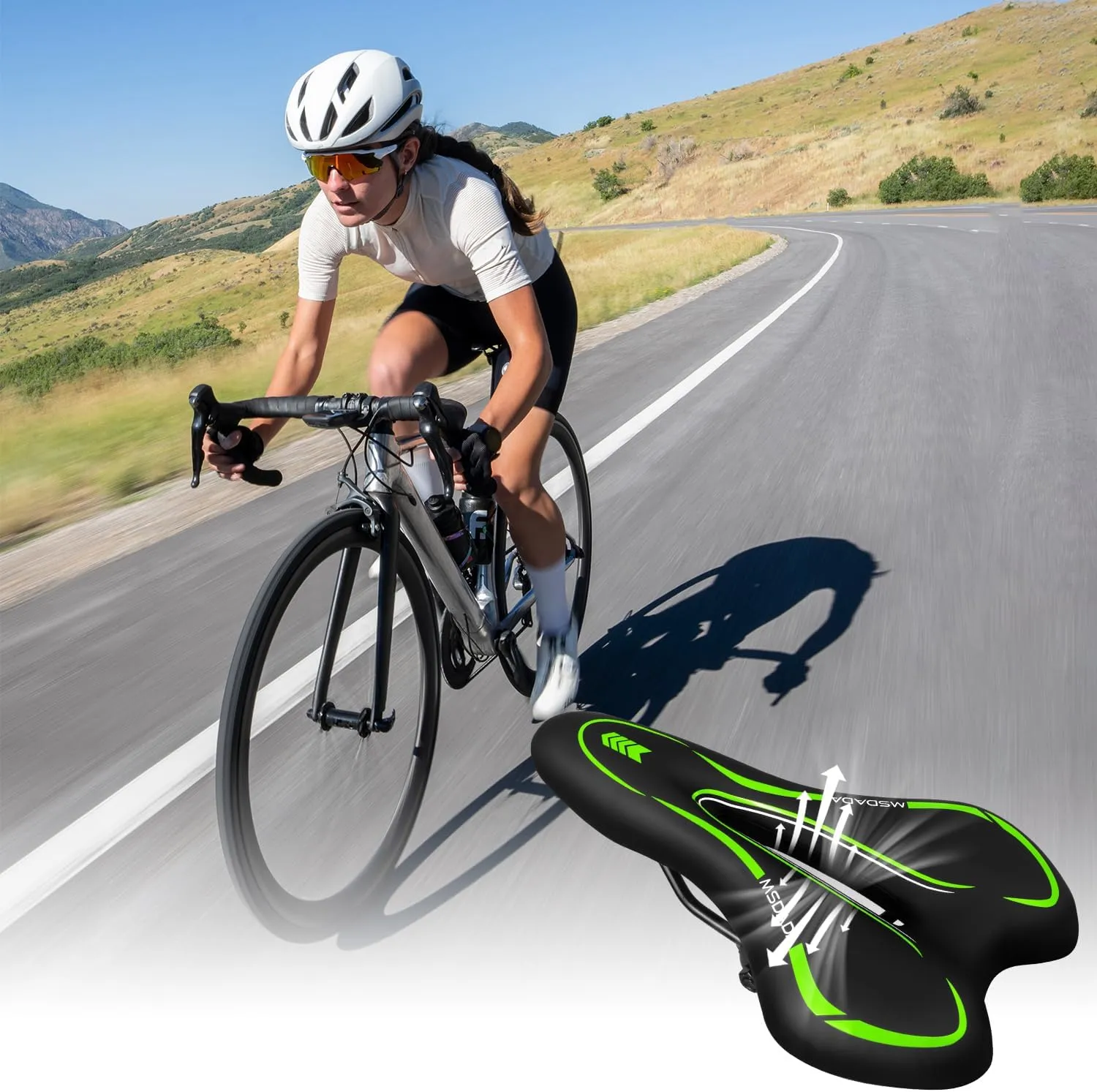 MSDADA Gel Bike Seat - Comfortable Bicycle Saddle with Extra Soft Cushion Padded for Men & Women - Waterproof Mountain, Road & City Bike Saddle