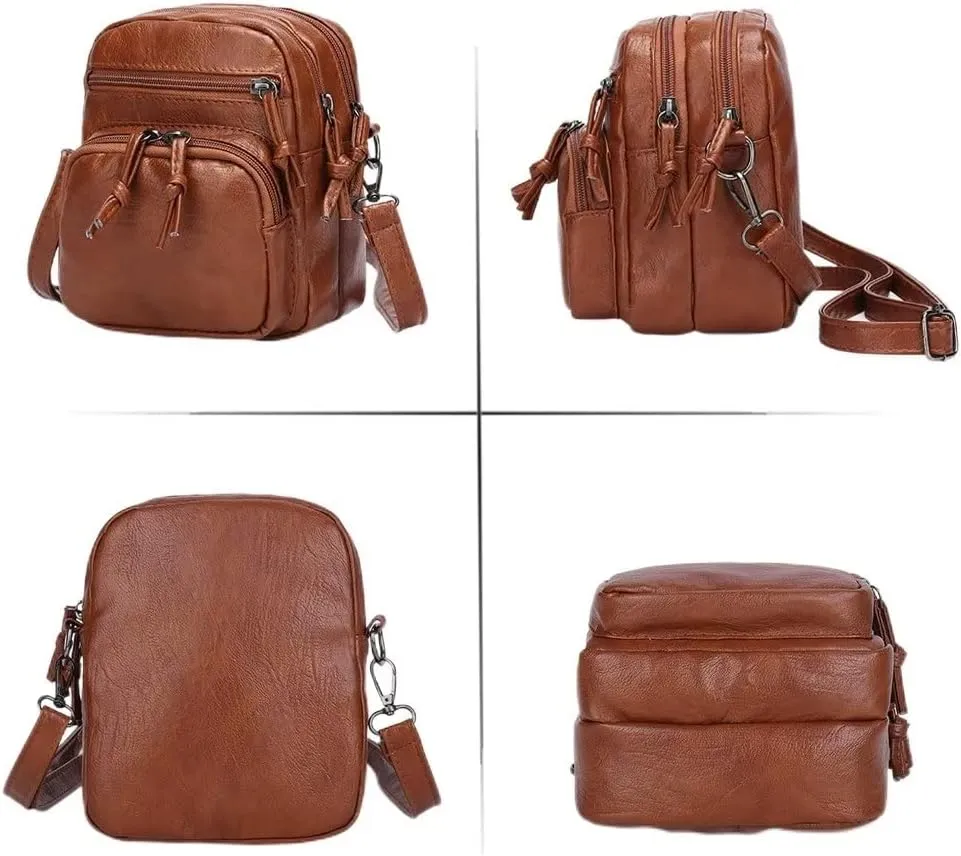 Mudono Small Shoulder Bag for Women Soft Veagan Leather Crossbody Bag Vintage Passport Purse Casual Cell Phone Purse Wallet