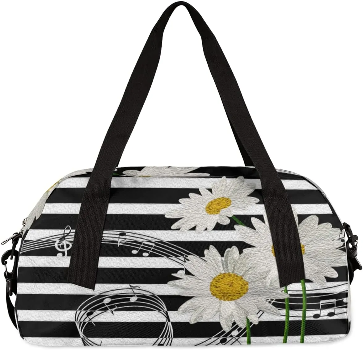 Music Notes Daisies Kids Duffel Bag for Girls Boys Teens, Notes Oil Painting Dance Bag Overnight Small Duffel Bag Carry On Weekend Sports Gym Travel Bag for School Practice Gymnastics Ballet