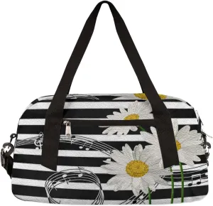 Music Notes Daisies Kids Duffel Bag for Girls Boys Teens, Notes Oil Painting Dance Bag Overnight Small Duffel Bag Carry On Weekend Sports Gym Travel Bag for School Practice Gymnastics Ballet