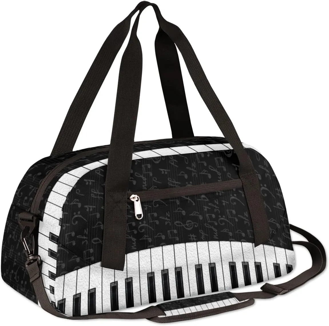 Music Notes Piano Keys Kids Duffel Bag for Girls Boys Teens, Piano Oil Painting Dance Bag Overnight Small Duffel Bag Carry On Weekend Sports Gym Travel Bag for School Practice Gymnastics Ballet