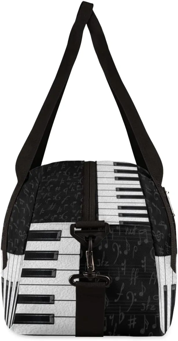 Music Notes Piano Keys Kids Duffel Bag for Girls Boys Teens, Piano Oil Painting Dance Bag Overnight Small Duffel Bag Carry On Weekend Sports Gym Travel Bag for School Practice Gymnastics Ballet