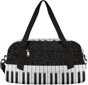 Music Notes Piano Keys Kids Duffel Bag for Girls Boys Teens, Piano Oil Painting Dance Bag Overnight Small Duffel Bag Carry On Weekend Sports Gym Travel Bag for School Practice Gymnastics Ballet