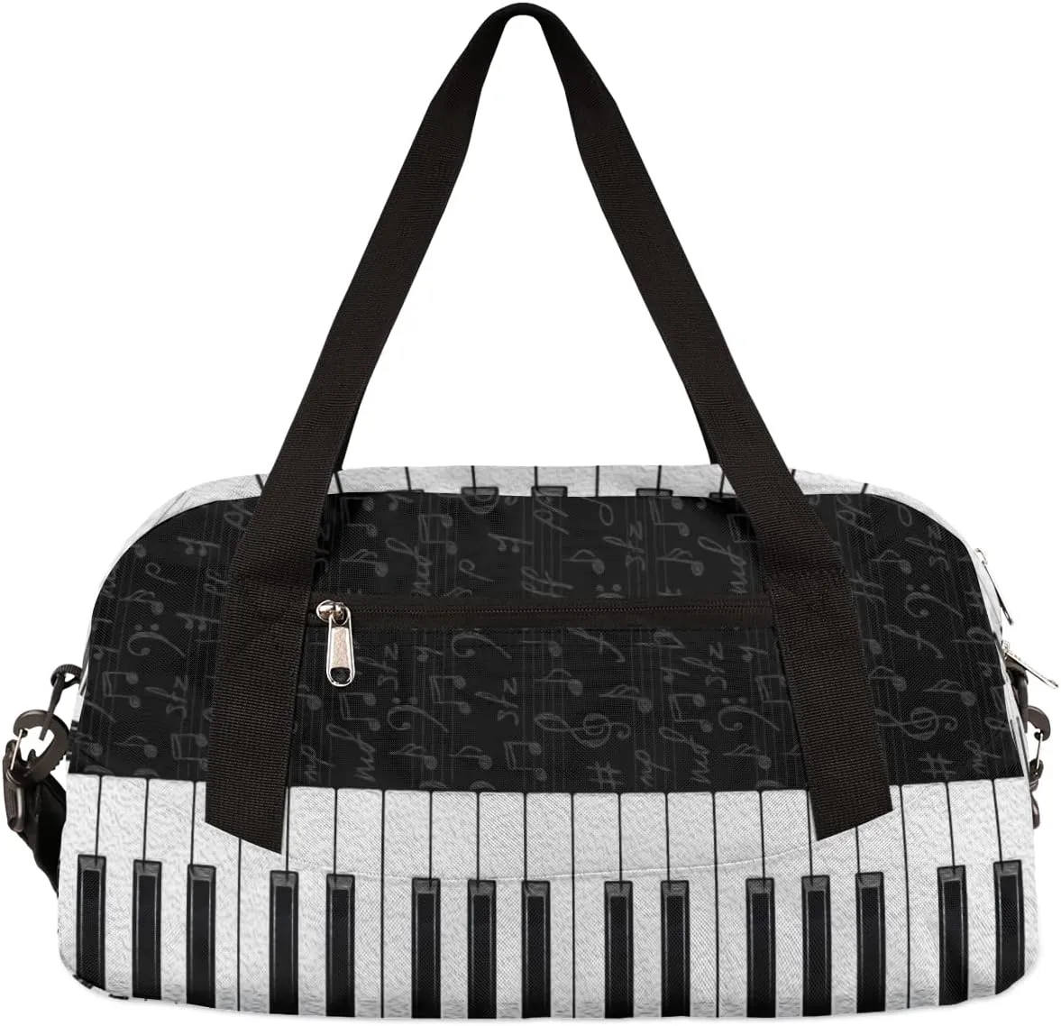 Music Notes Piano Keys Kids Duffel Bag for Girls Boys Teens, Piano Oil Painting Dance Bag Overnight Small Duffel Bag Carry On Weekend Sports Gym Travel Bag for School Practice Gymnastics Ballet