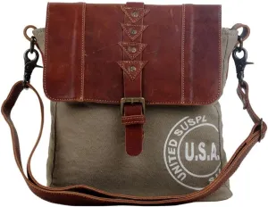 Myra Bag Retro-Inspired Small & Crossbody Bag Upcycled Cotton & Leather S-2859