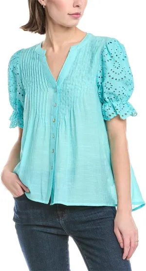 Nanette Nanette Lepore Womens Blouse, L, Blue