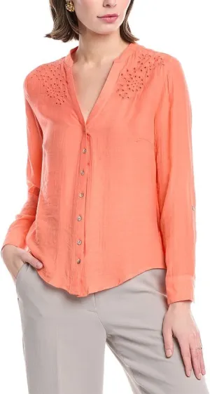 Nanette Nanette Lepore Womens Blouse, M, Orange
