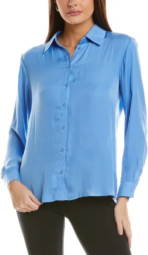 Nanette Nanette Lepore Womens Charmeuse Shirt, M, Blue