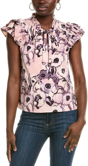 Nanette Nanette Lepore Womens Flutter Sleeve Blouse, M, Brown