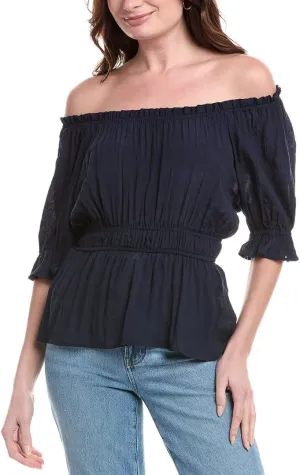Nanette Nanette Lepore Womens Gathered Top, M, Blue