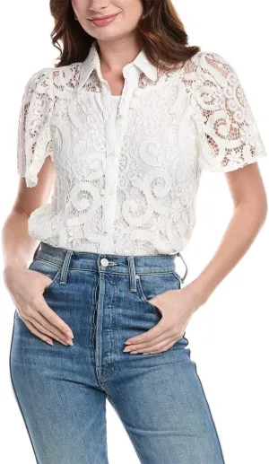 Nanette Nanette Lepore Womens Lace Top, M, White