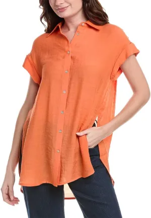 Nanette Nanette Lepore Womens Long Shirt, M, Orange