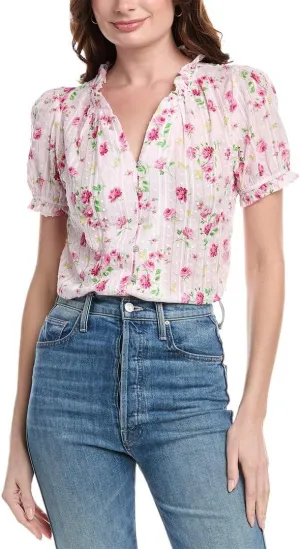 Nanette Nanette Lepore Womens Swiss Dot Blouse, M, Pink