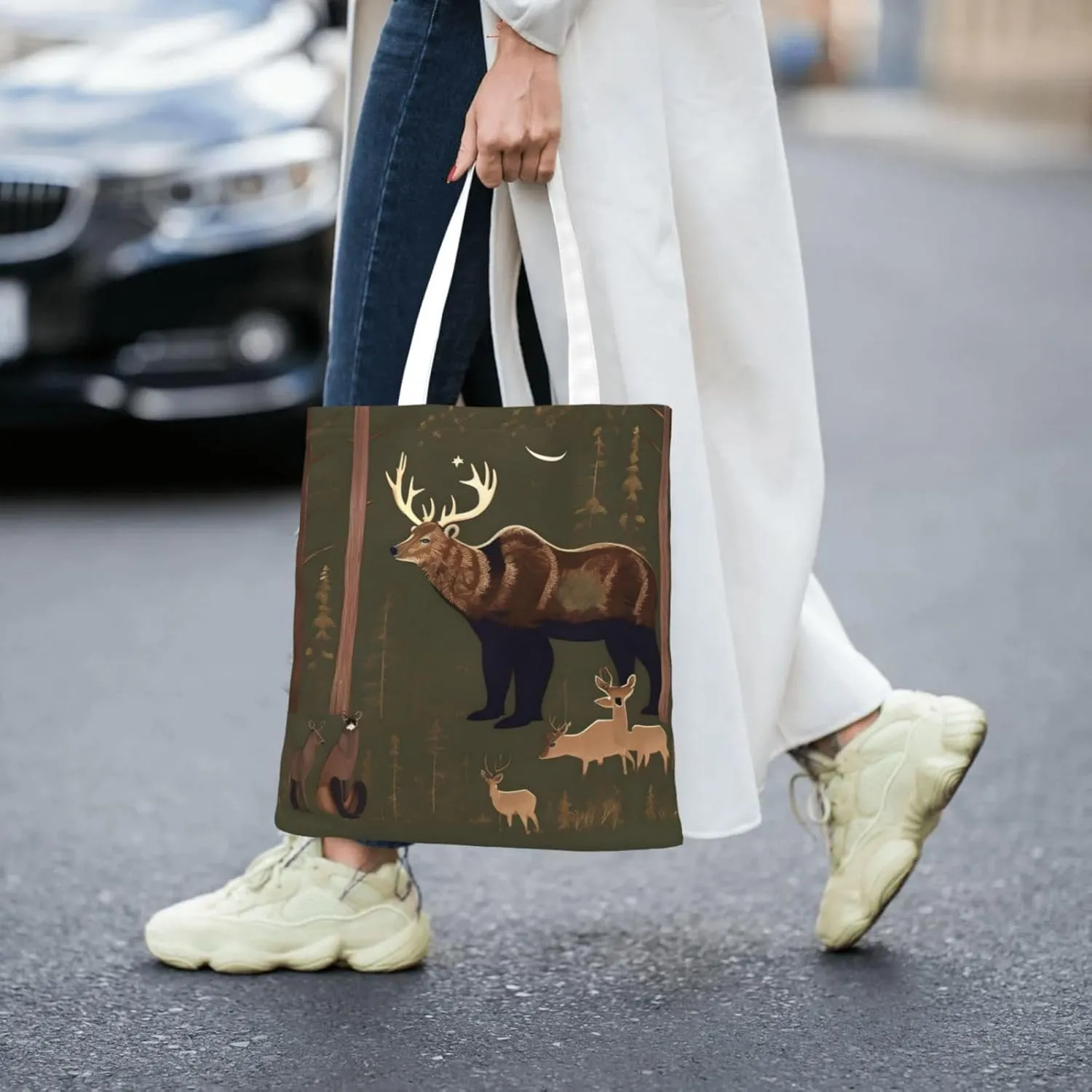 Native American Print Canvas Tote Bags For Women Handbag Tote Purse,Canvas Crossbody Bag For Office, Travel, School