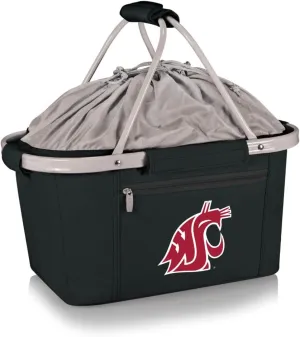 NCAA Washington State Cougars Metro Shopping Basket - Insulated Picnic Basket - Collapsible Market Basket - Utility Tote Cooler Bag