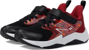 New Balance Rave Run V2 Bungee Lace with Top Strap Shoe, Black/True Red/Blaze Orange, 2 US Unisex Little Kid