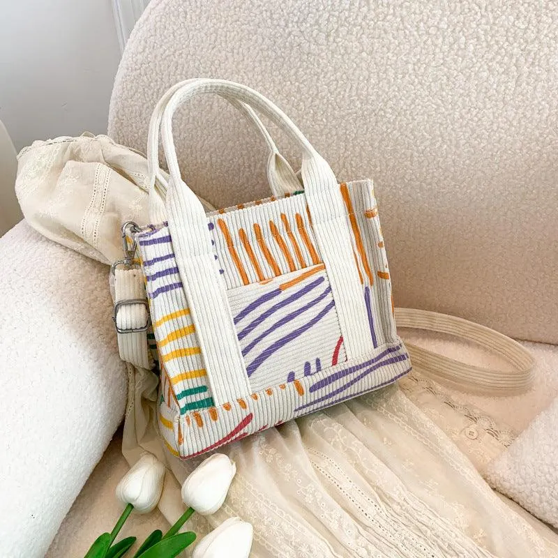 New Fresh Sweet Corduroy Printed Fashion Style Trendy Women's Bags Shoulder Bag