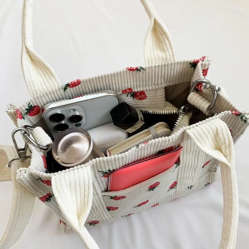 New Fresh Sweet Corduroy Printed Fashion Style Trendy Women's Bags Shoulder Bag