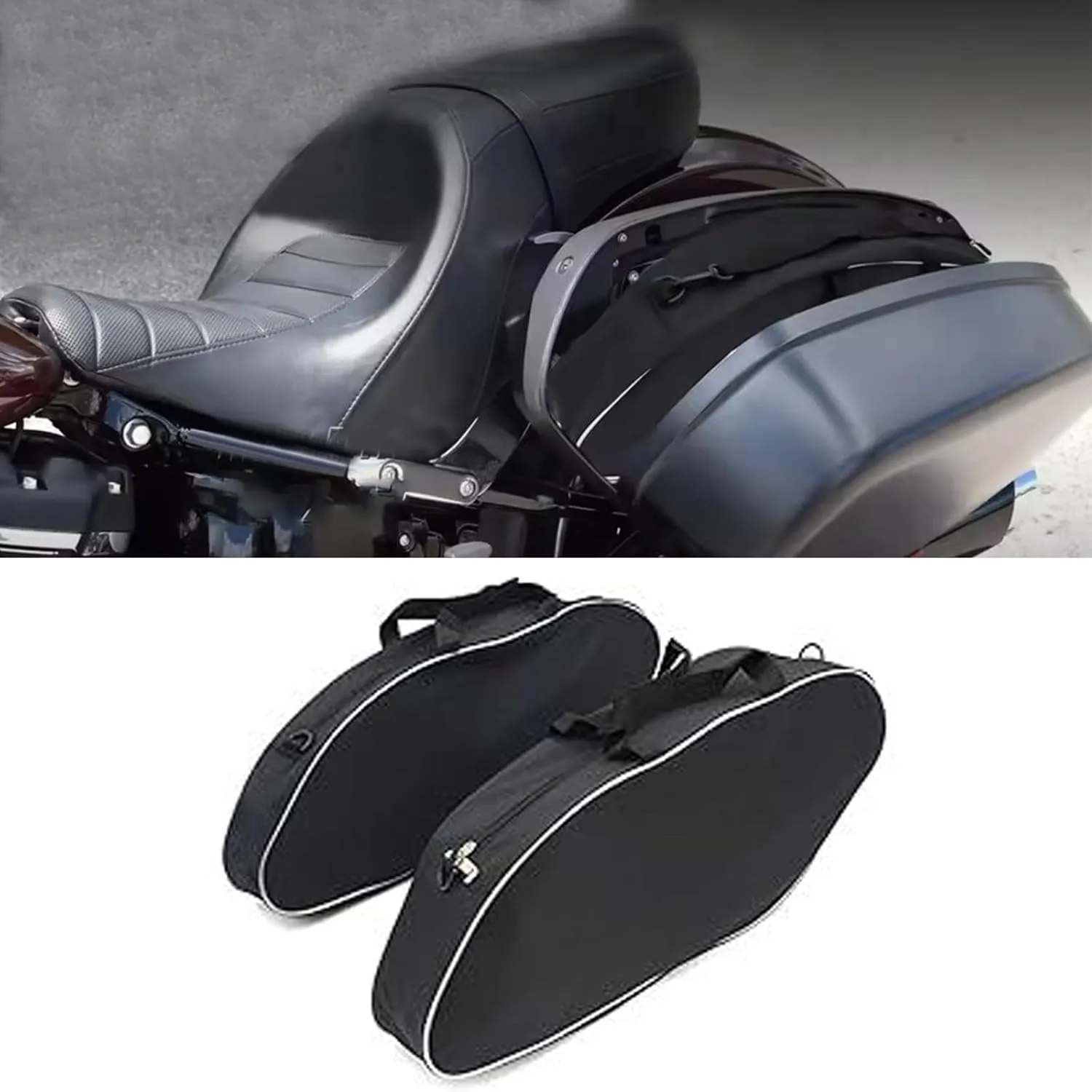 New Motorcycle travel bag Low Rider ST Travel-Packs Saddlebag Bags Fits for Harley Softail Low Rider ST FXLRST 2022 2023 2024 Softail Sport Glide FLSB 2018-2024 Black Waterproof Inner Lining Bag