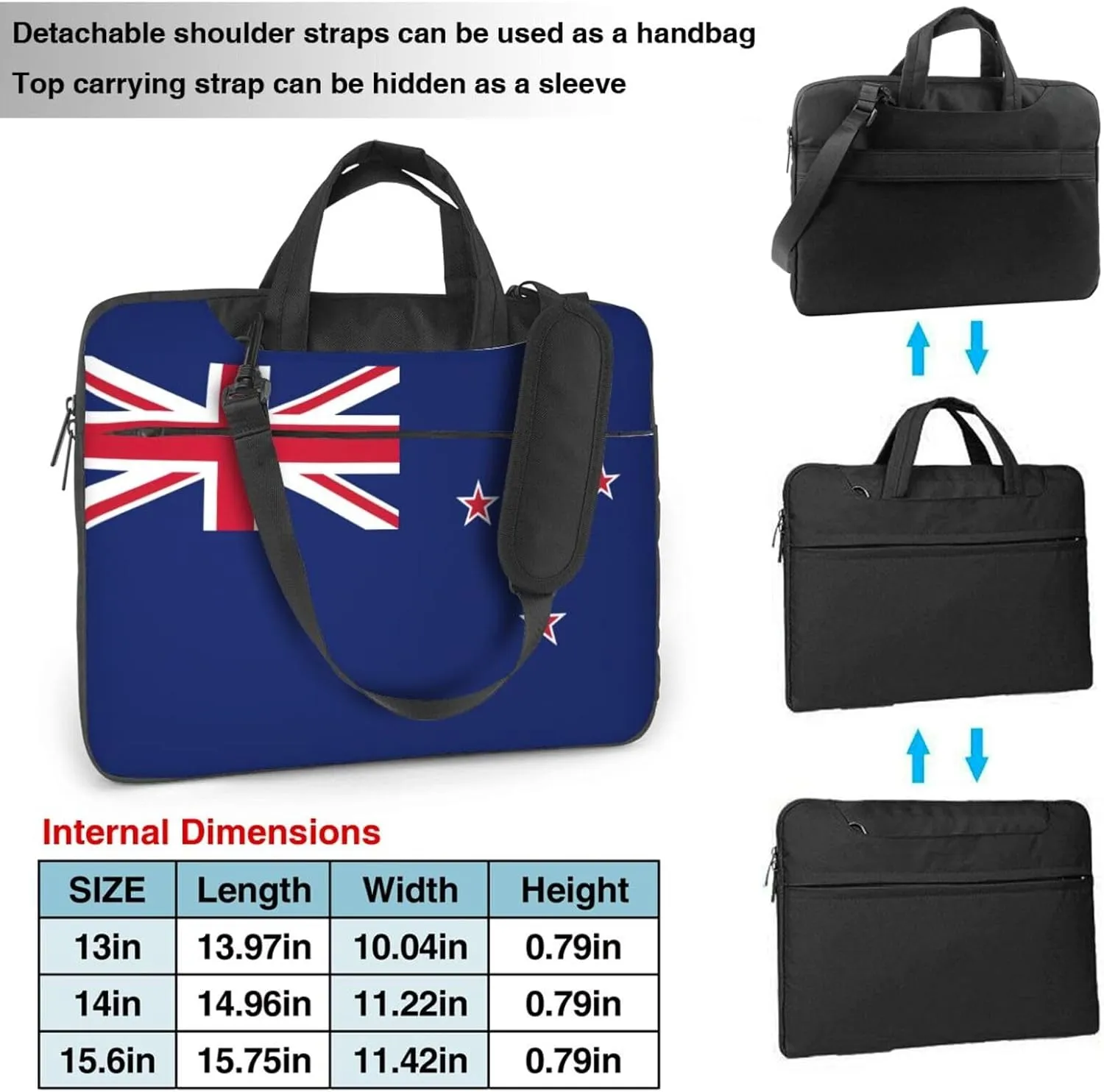 New Zealand Flag Print Work Laptop Bag Stylish and Protective Laptop Case Briefcase for Men Women Office