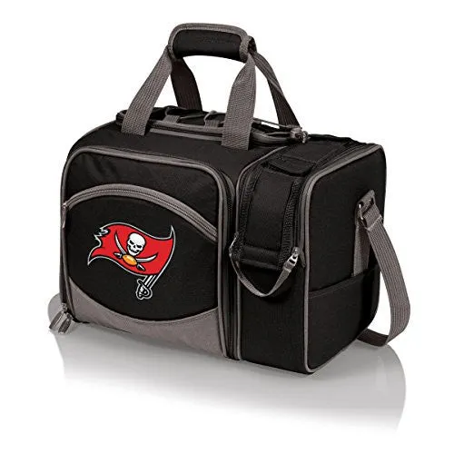NFL TAMPA BAY BUCCANEERS MALIBU INSULATED SHOULDER PACK WITH DELUXE PICNIC SERVICE FOR TWO