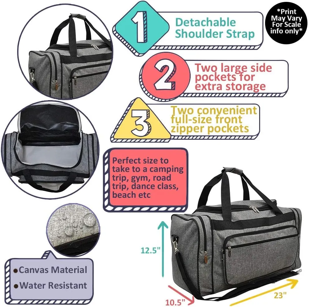 NGIL Canvas 23" inch Duffle Bag (Baseball White Print)
