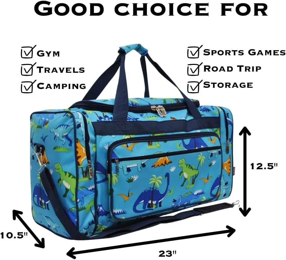 NGIL Canvas 23" inch Duffle Bag (Friendly Dinosaur Print)