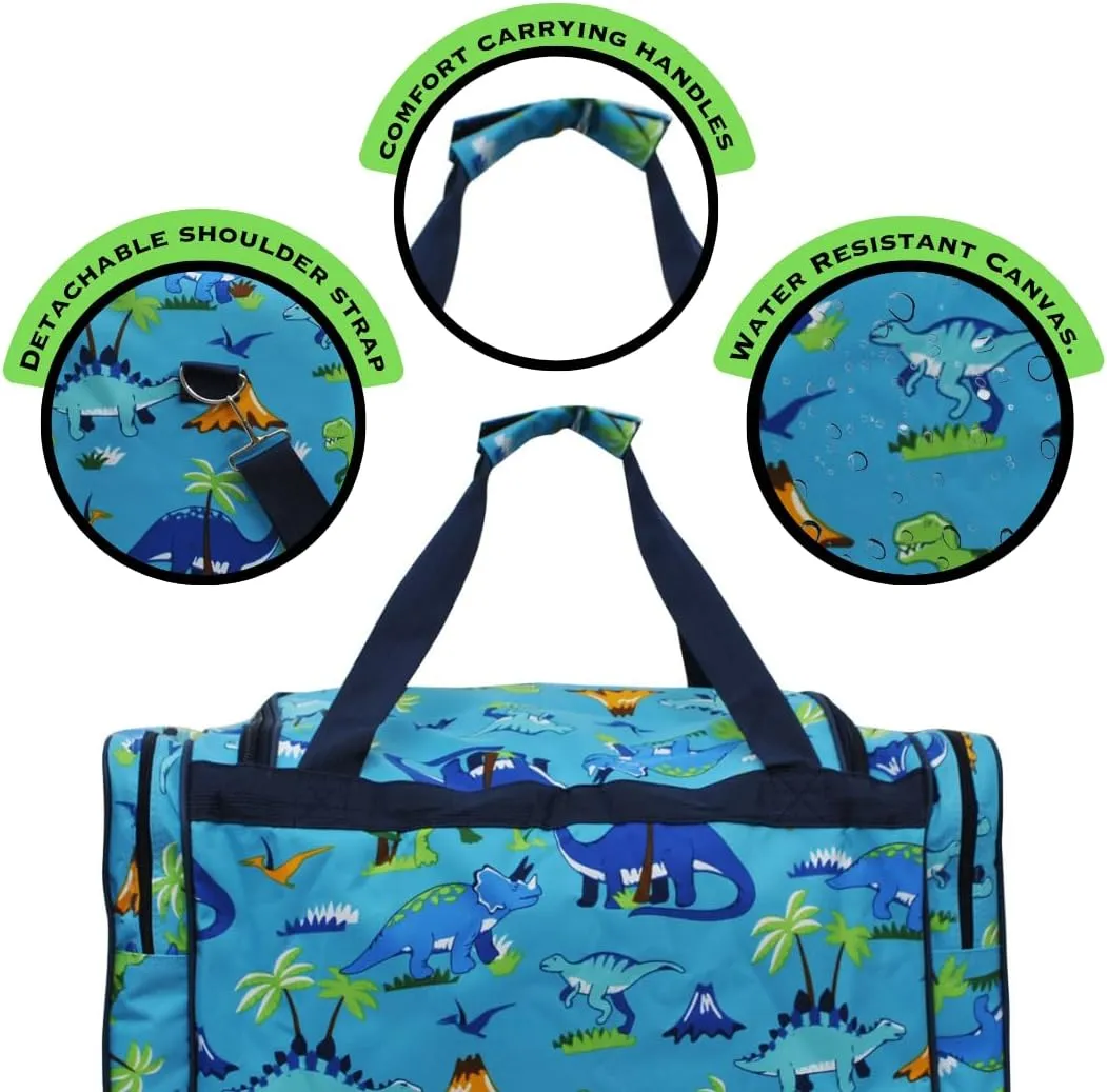NGIL Canvas 23" inch Duffle Bag (Friendly Dinosaur Print)
