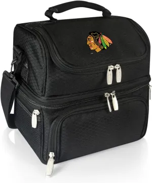 NHL Chicago Blackhawks Pranzo Lunch Bag - Insulated Lunch Box with Picnic Set - Lunch Cooler Bag