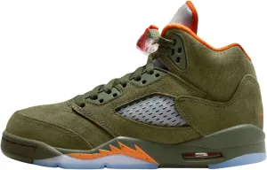 NIKE Air Jordan 5 Retro Big Kids Shoes Size-7, Army Olive/Solar Orange