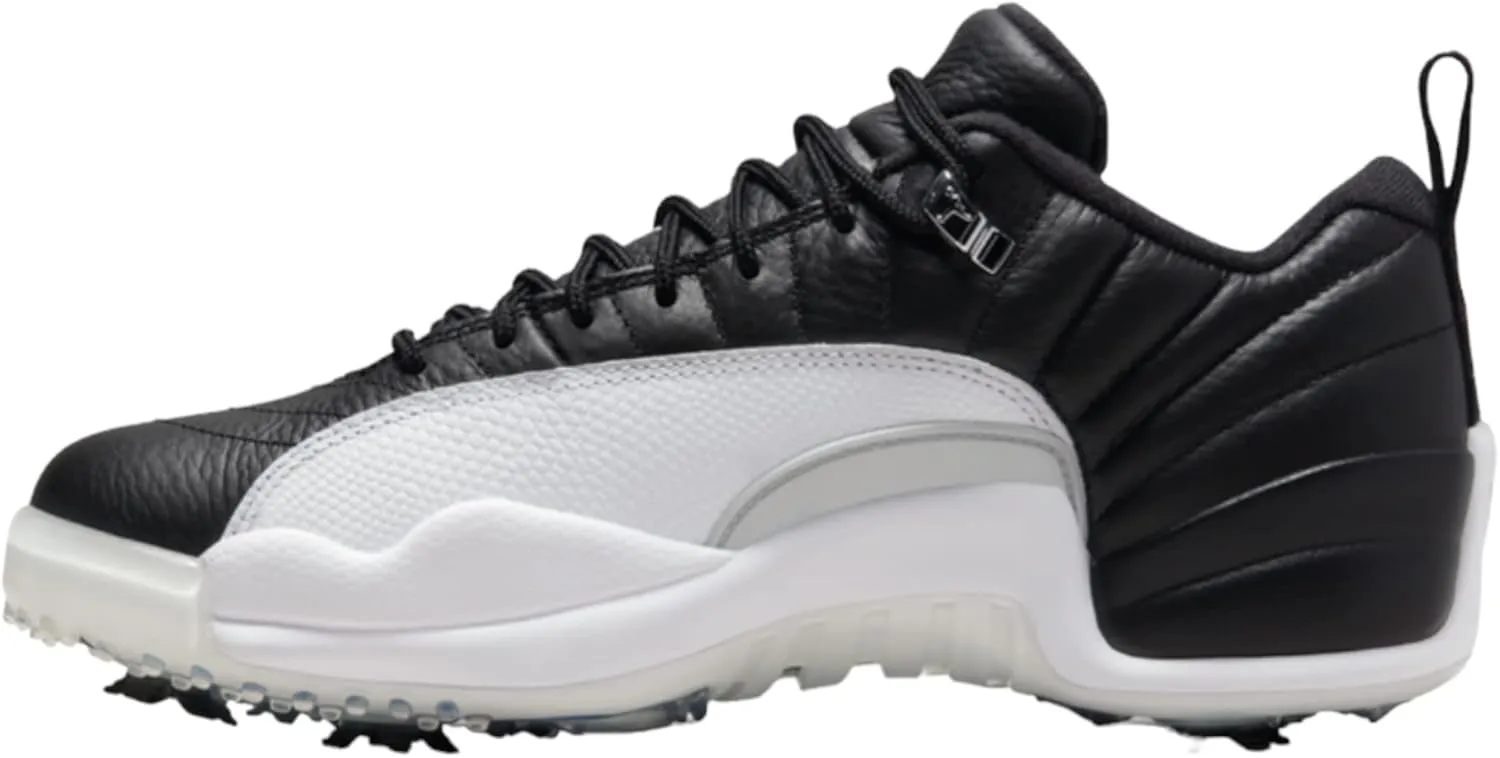 NIKE Jordan 12 Low Retro Men's Golf Cleats, Black/White-Varsity Red, 12