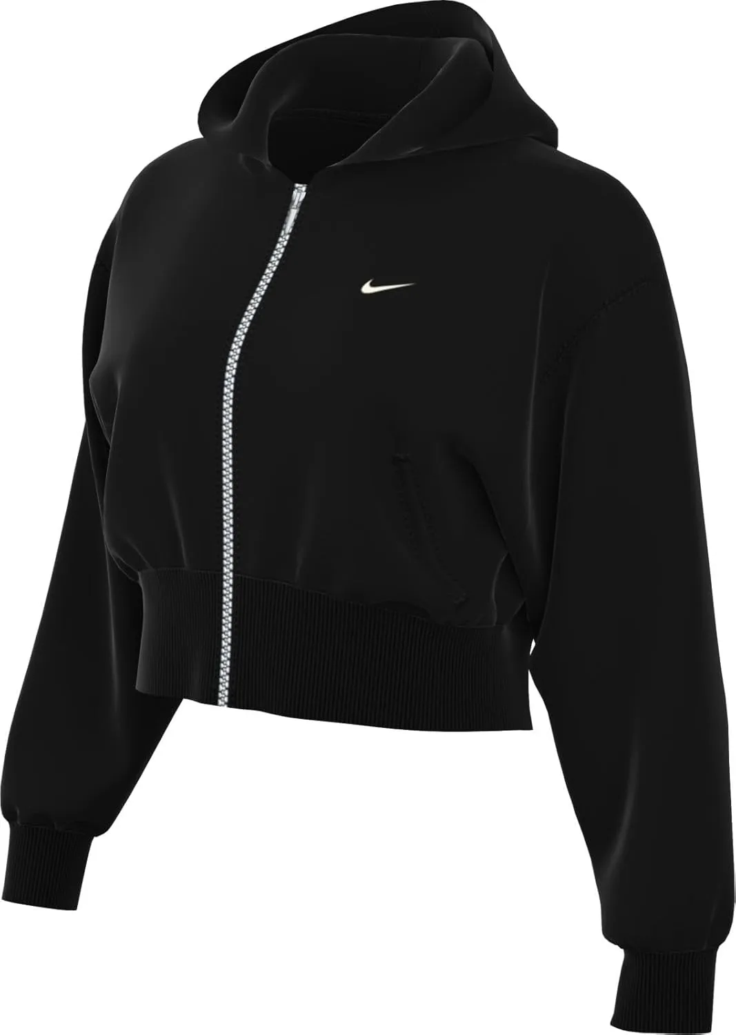 Nike Sportswear Chill Terry Women's Loose Full-Zip French Terry Hoodie (FN2415-010, Black/Sail) Size X-Small