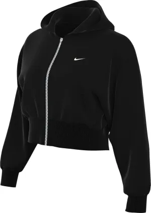 Nike Sportswear Chill Terry Women's Loose Full-Zip French Terry Hoodie (FN2415-010, Black/Sail) Size X-Small