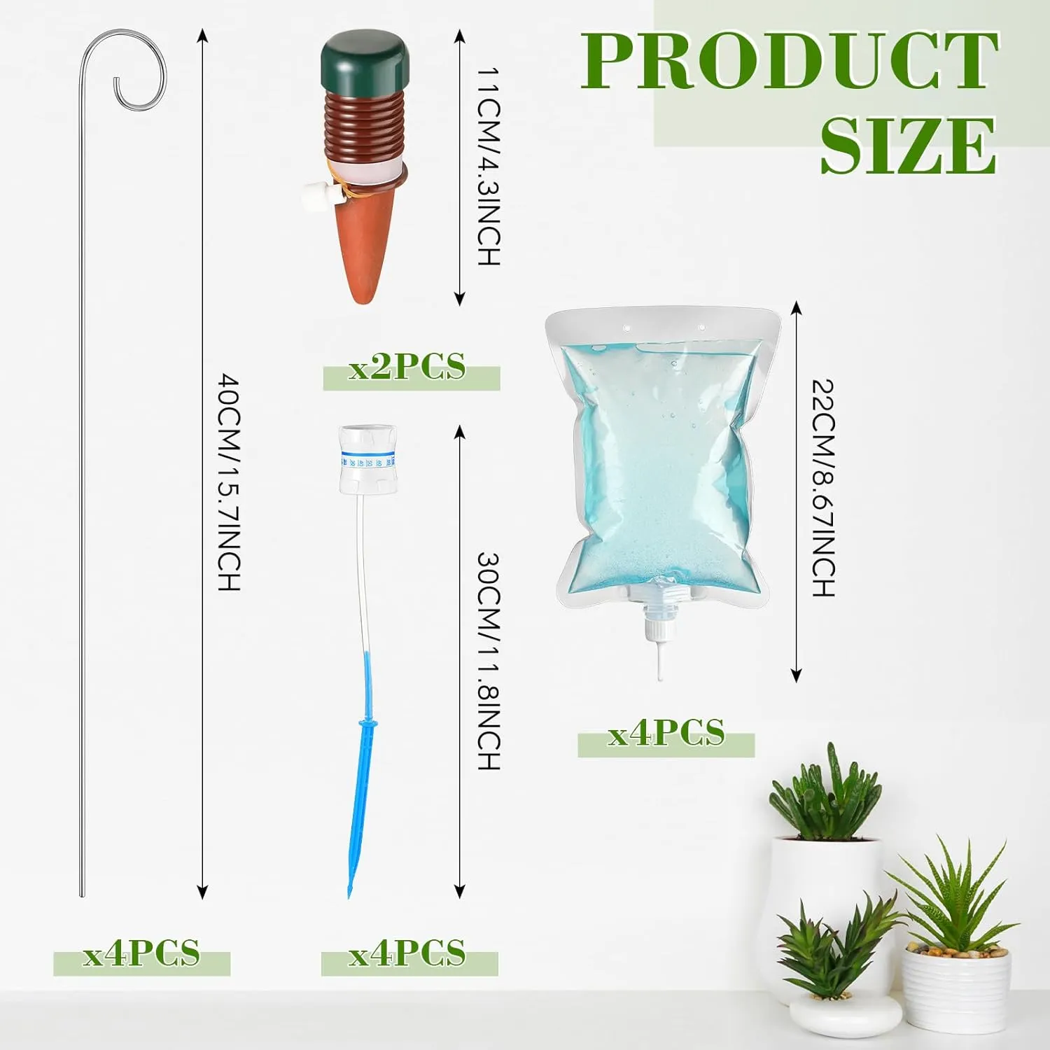 Norme Plant Drip Irrigation Set 500 ml Drip Water Bag Plant Waterer with Support Rod Stakes Self Watering Spikes Automatic Watering System for Potted Indoor Outdoor(6 Pcs)