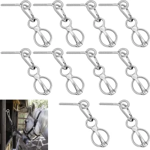 Nuenen Horse Tie Ring Stainless Steel Horse Tack and Supplies Safety Accessories with Eye Bolts and Snaps Saddle Training Equipment for Pulling