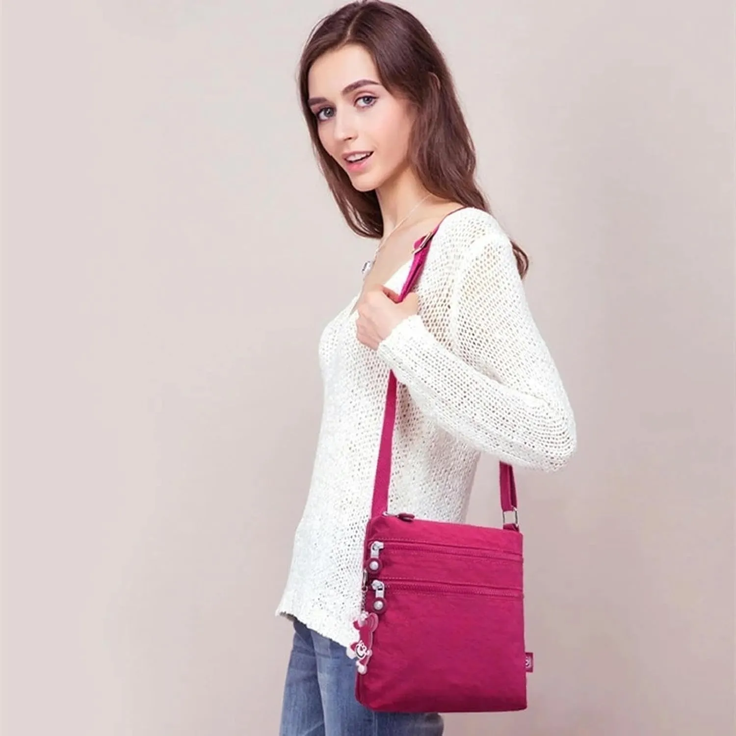 Nylon Men Women Shoulder Messenger Bag Small Cross Body Phone Purse Lightweight Blue Grey Black Red